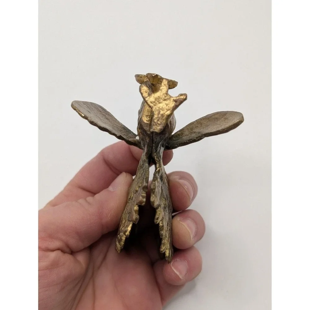 Vintage Brass Rooster Figurine Miniature Fighting Farmhouse Decor 3 Inch